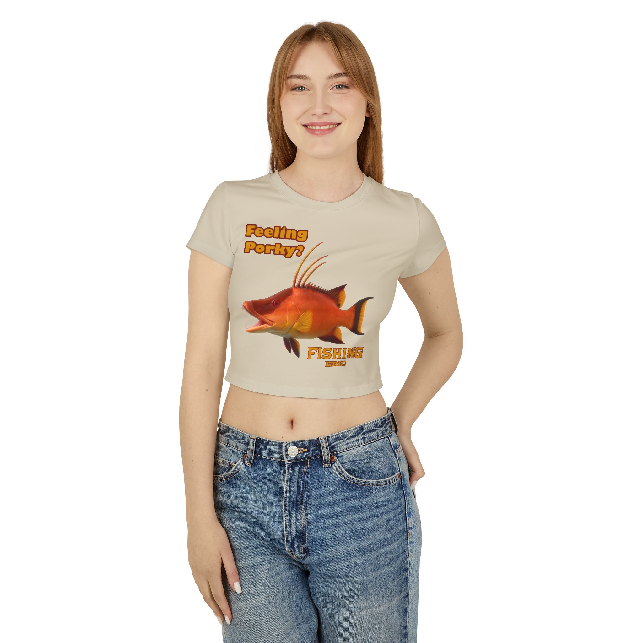 Women's Baby Tee - Playful FishingHog Snapper Baby Tee - Perfect Gift for Fisherwomen, Casual Wear, Fishing Enthusiast Tee, Summer Outfit, - Image 11