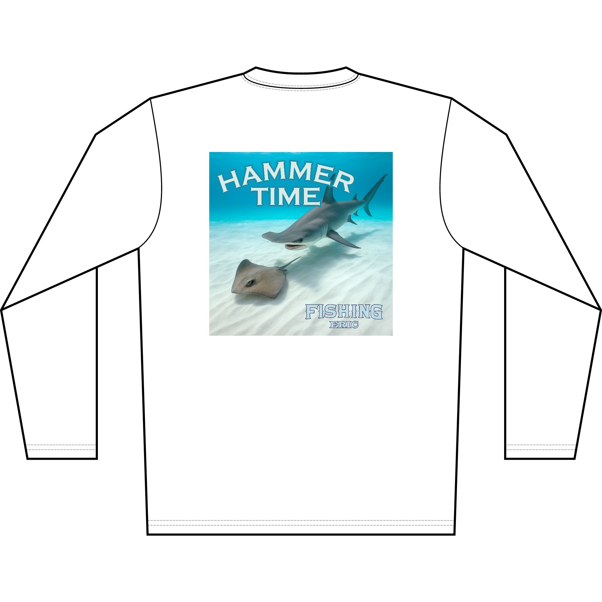 Long Sleeve Shirt - "Hammer Time" Hammerhead Shark Graphic - Image 4
