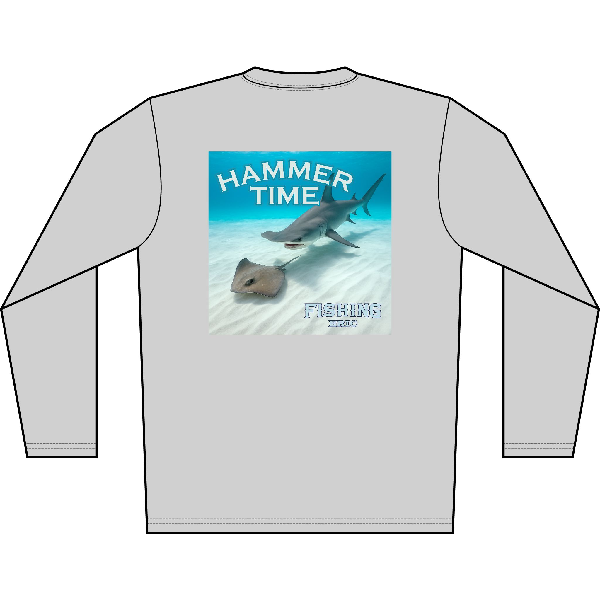 Long Sleeve Shirt - "Hammer Time" Hammerhead Shark Graphic - Image 6