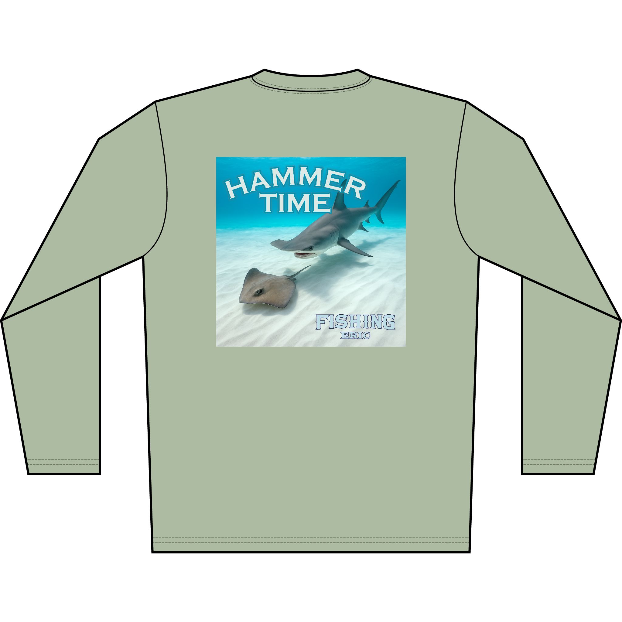 Long Sleeve Shirt - "Hammer Time" Hammerhead Shark Graphic - Image 8
