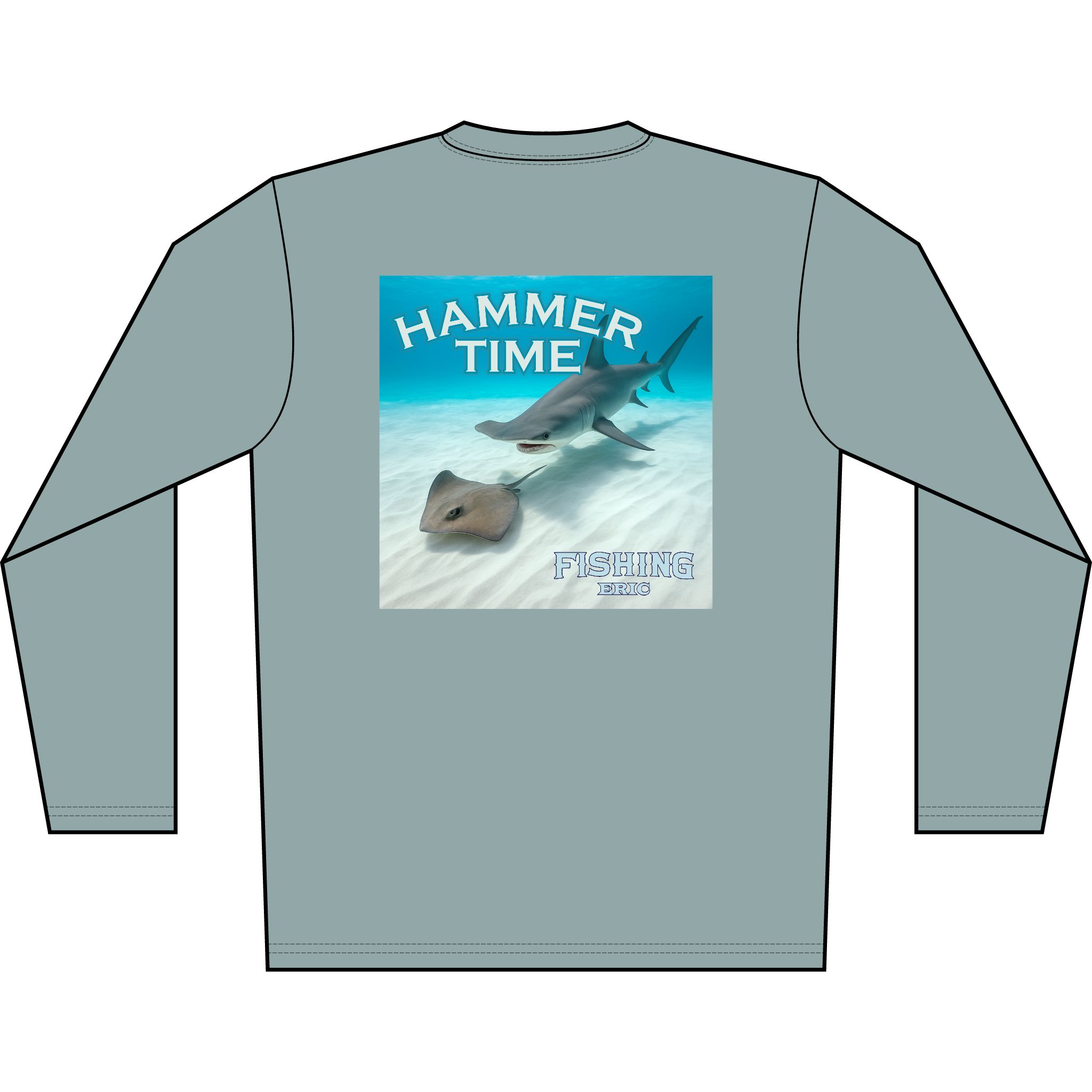 Long Sleeve Shirt - "Hammer Time" Hammerhead Shark Graphic - Image 10