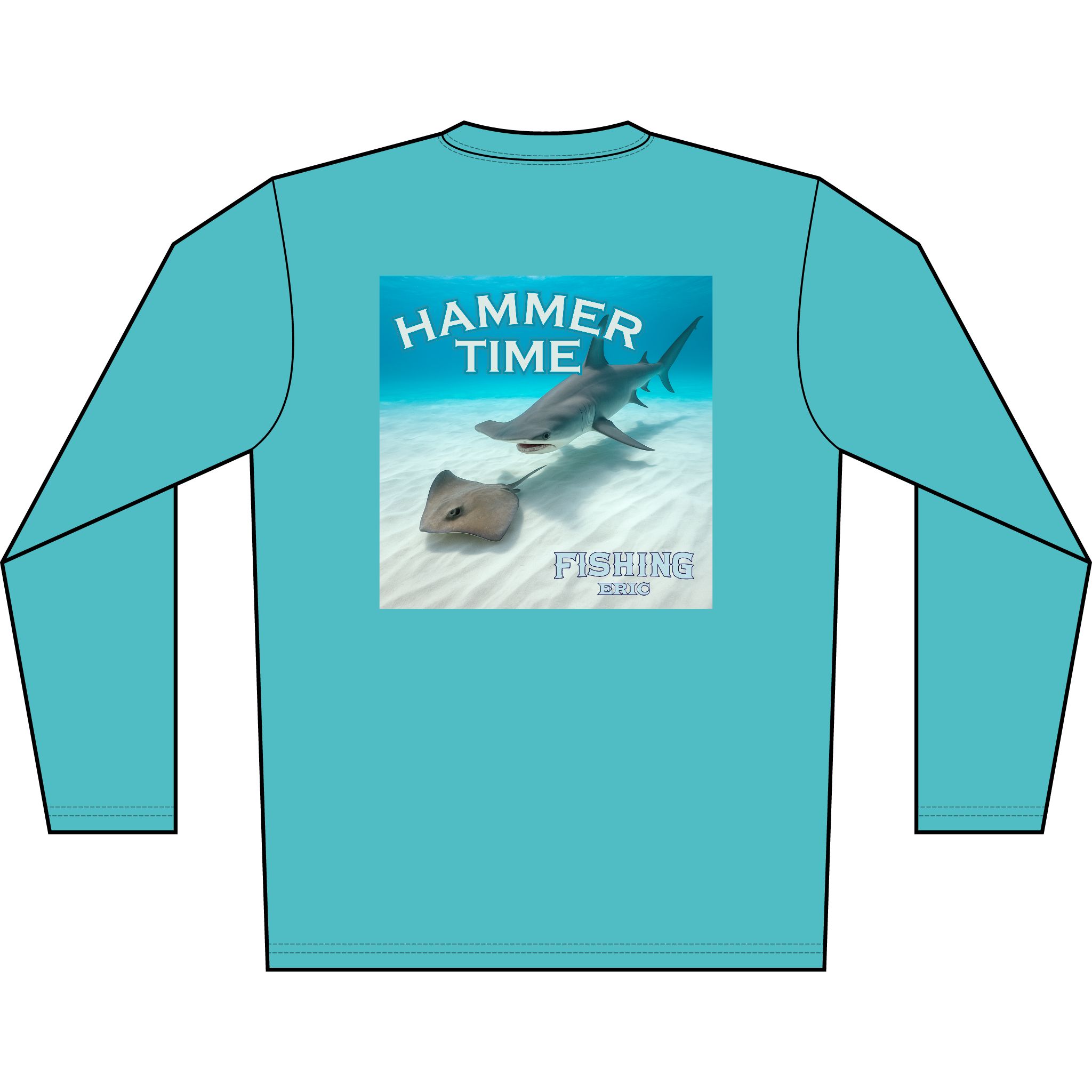 Long Sleeve Shirt - "Hammer Time" Hammerhead Shark Graphic - Image 12