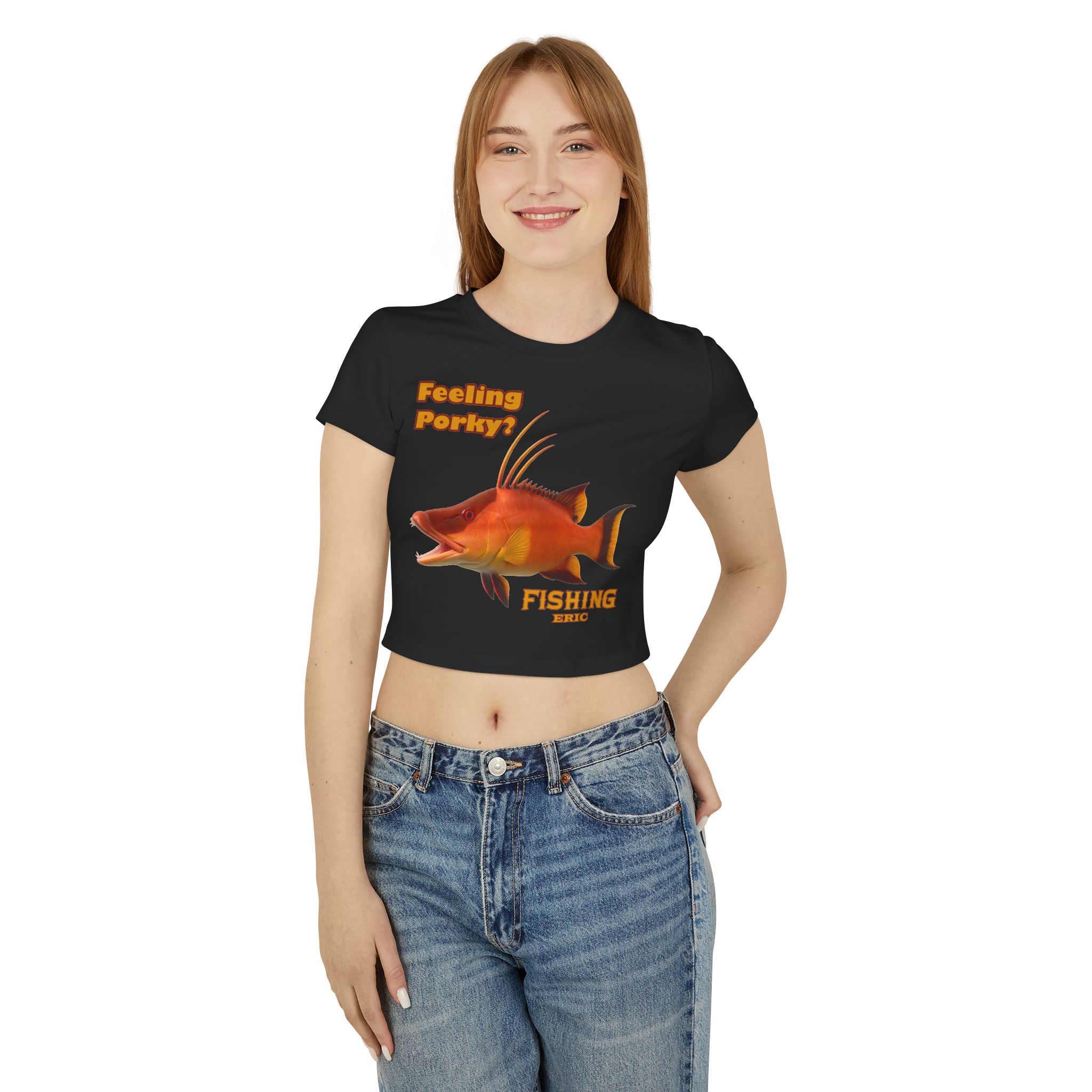 Women's Baby Tee - Playful FishingHog Snapper Baby Tee - Perfect Gift for Fisherwomen, Casual Wear, Fishing Enthusiast Tee, Summer Outfit, - Image 7