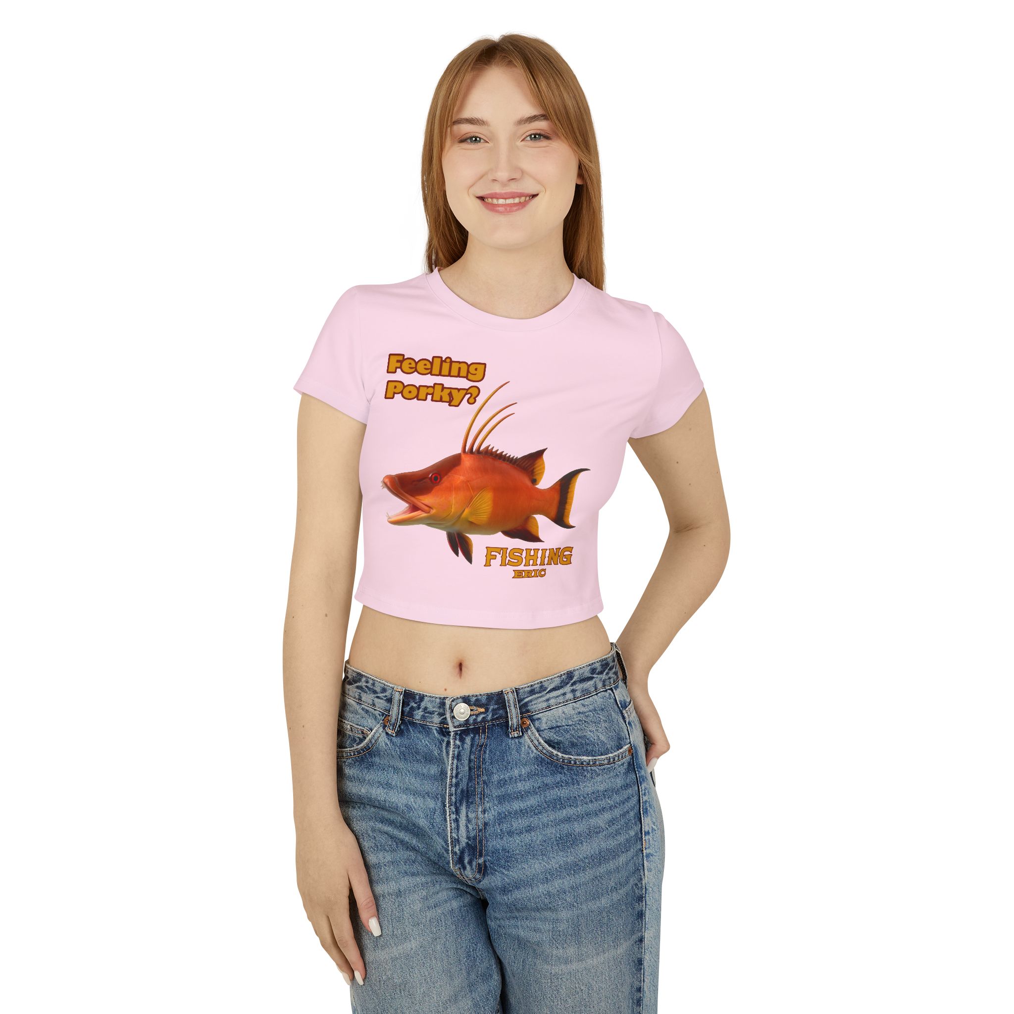 Women's Baby Tee - Playful FishingHog Snapper Baby Tee - Perfect Gift for Fisherwomen, Casual Wear, Fishing Enthusiast Tee, Summer Outfit, - Image 15