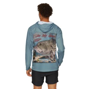 Fishing Hoodie — "I Like My Gaps Deep" Gag Grouper Graphic Sports Wicking Hoodie