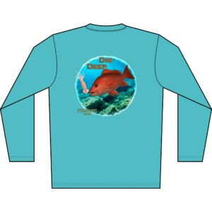 Long Sleeve Shirt — 'Dig Deep' Red Snapper Fishing Graphic