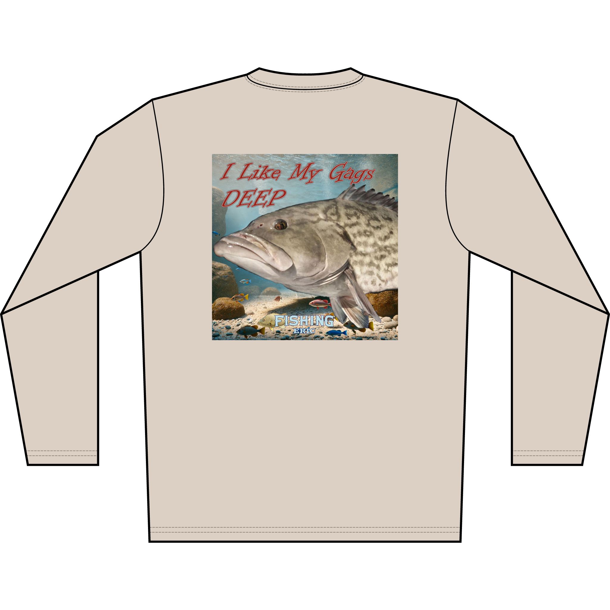 Long Sleeve Shirt — 'I Like My Gag Deep' Grouper Fishing Graphic - Image 8