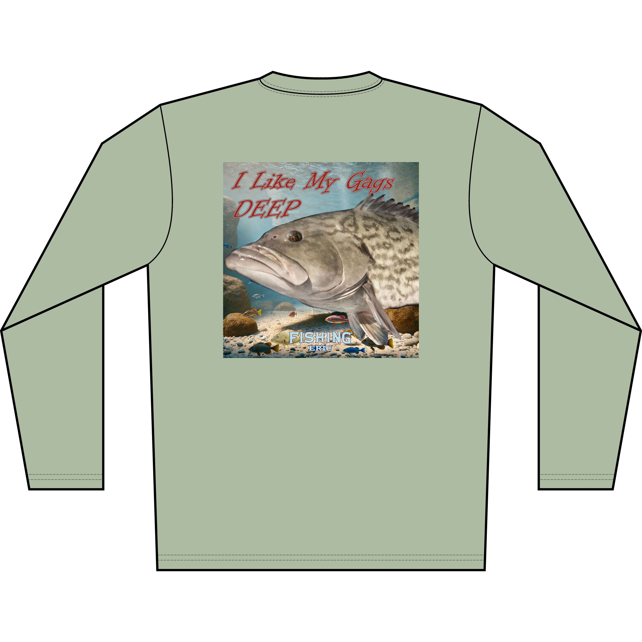 Long Sleeve Shirt — 'I Like My Gag Deep' Grouper Fishing Graphic - Image 10