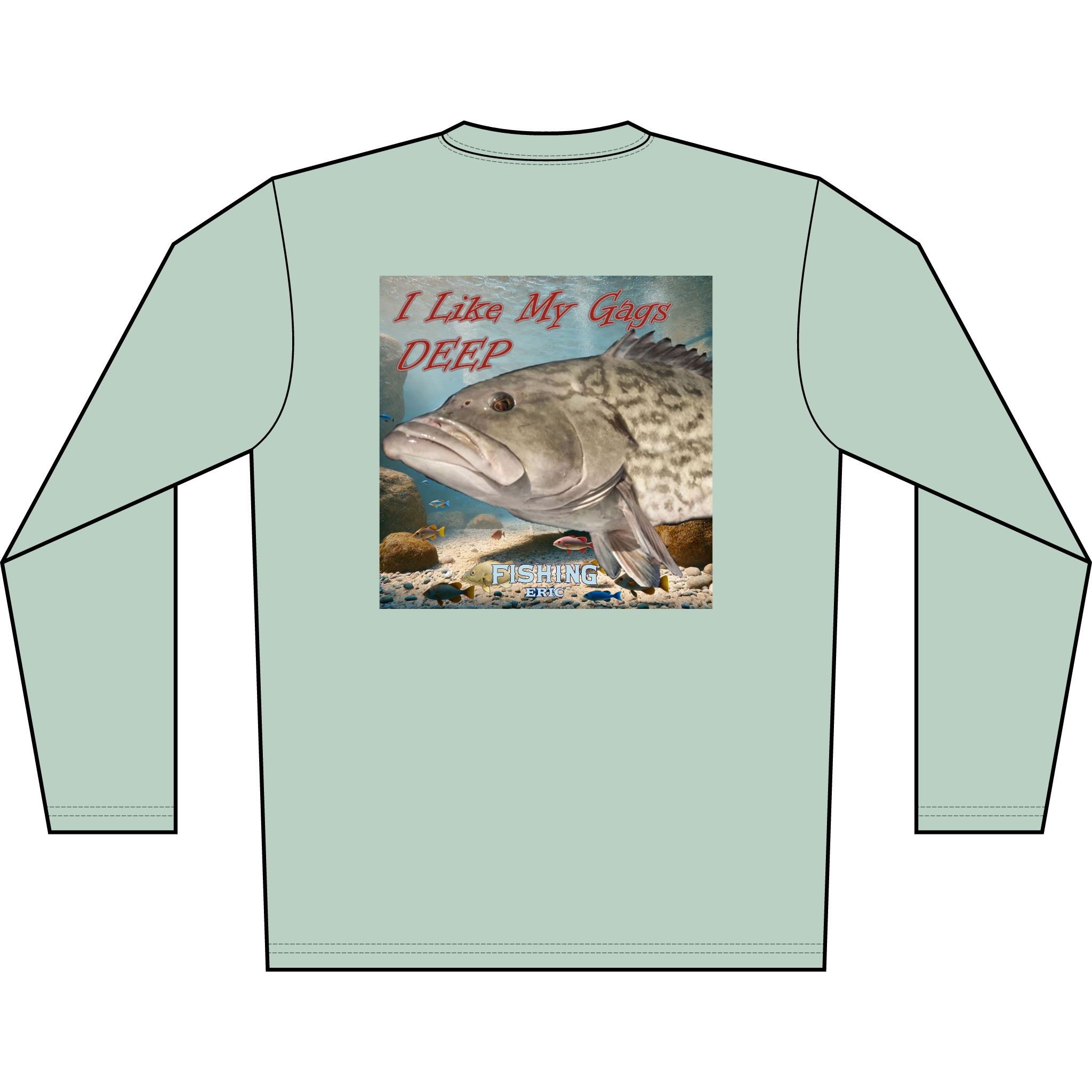 Long Sleeve Shirt — 'I Like My Gag Deep' Grouper Fishing Graphic - Image 12