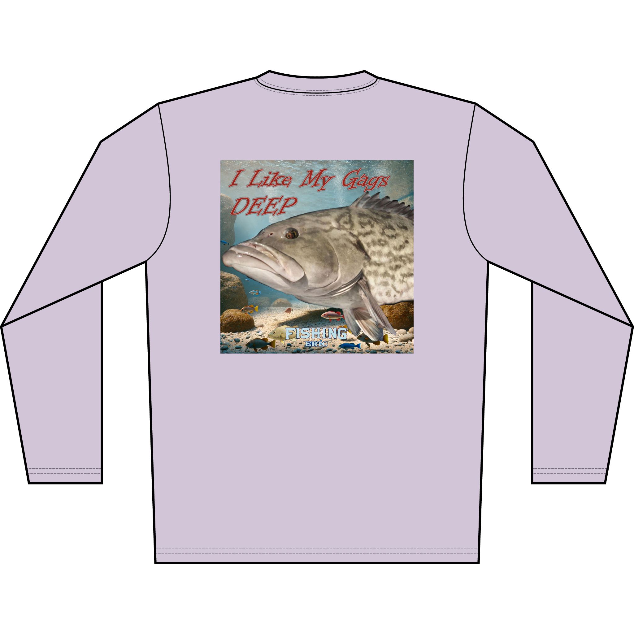 Long Sleeve Shirt — 'I Like My Gag Deep' Grouper Fishing Graphic - Image 16