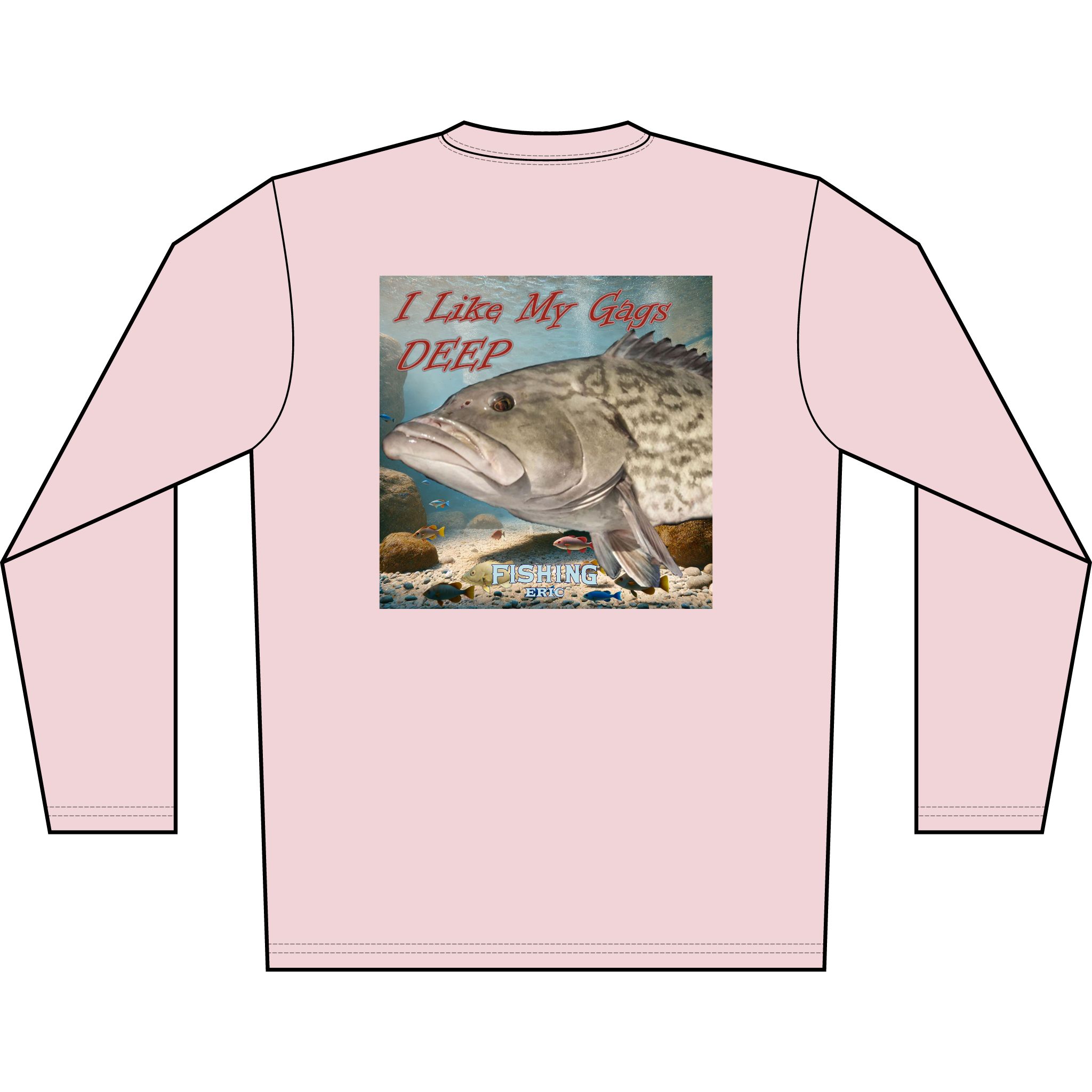 Long Sleeve Shirt — 'I Like My Gag Deep' Grouper Fishing Graphic - Image 18
