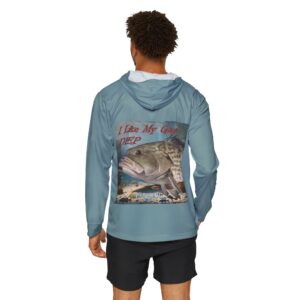 Fishing Hoodie — "I Like My Gaps Deep" Gag Grouper Graphic Sports Wicking Hoodie