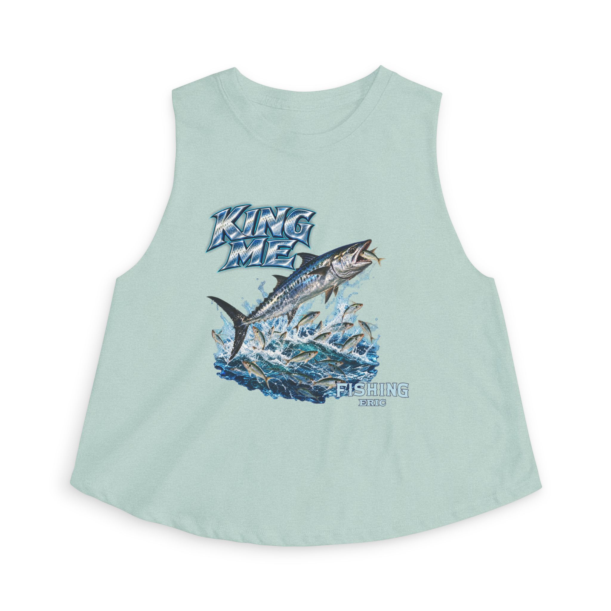Fishing Crop Top - 'King Me' Kingfish Graphic Women's Fishing Tank - Image 13