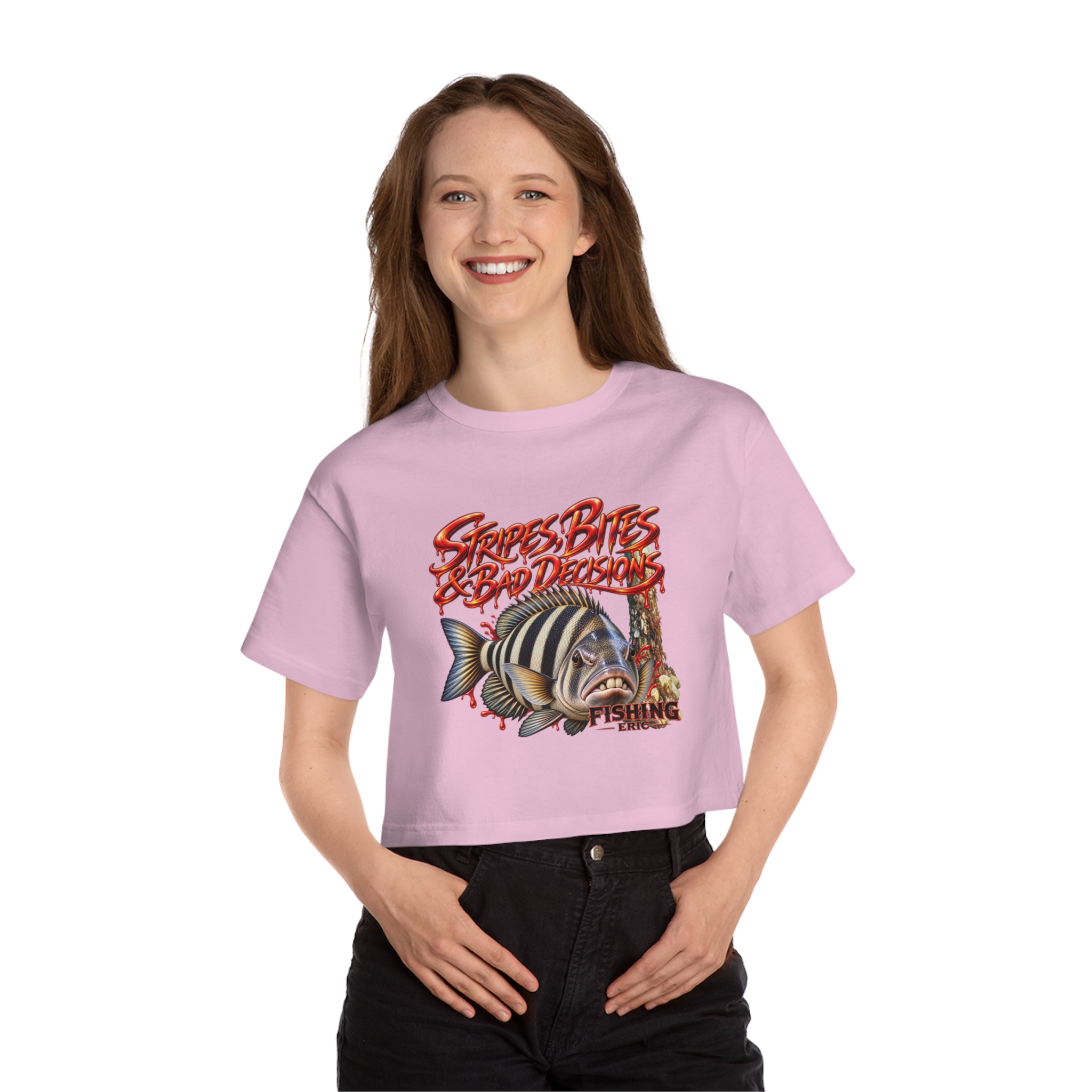 Strokes Bites Bad Decisions Fishing Cropped T-Shirt