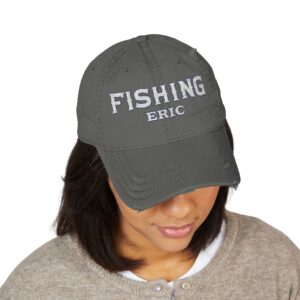 Distressed Embroidered 'FISHINGERIC' Outdoor Cap