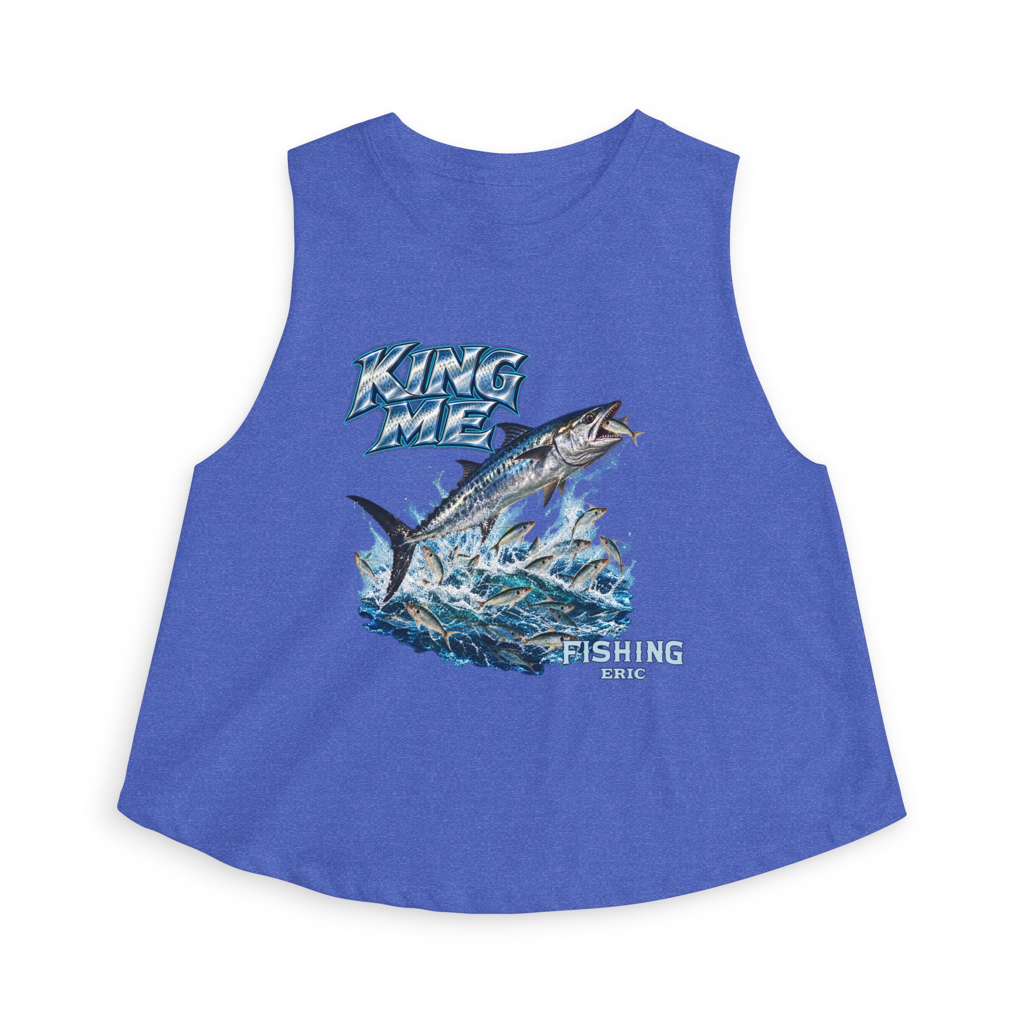 Fishing Crop Top - 'King Me' Kingfish Graphic Women's Fishing Tank - Image 17