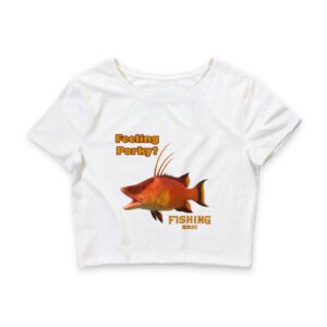 Fishing-Inspired Women's Crop Tee, Fun Fishing Gift, Summer Apparel, Casual Wear, Beach Vibes, Fishing Enthusiast Shirt